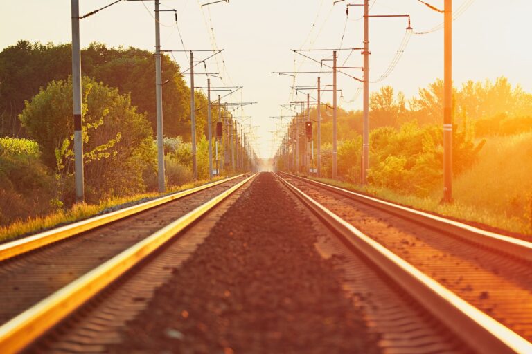 Railway at the sunset