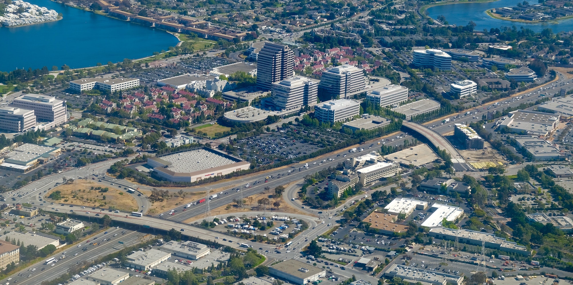 Aerial view of Hi tech Silicon Valley At Bay Area