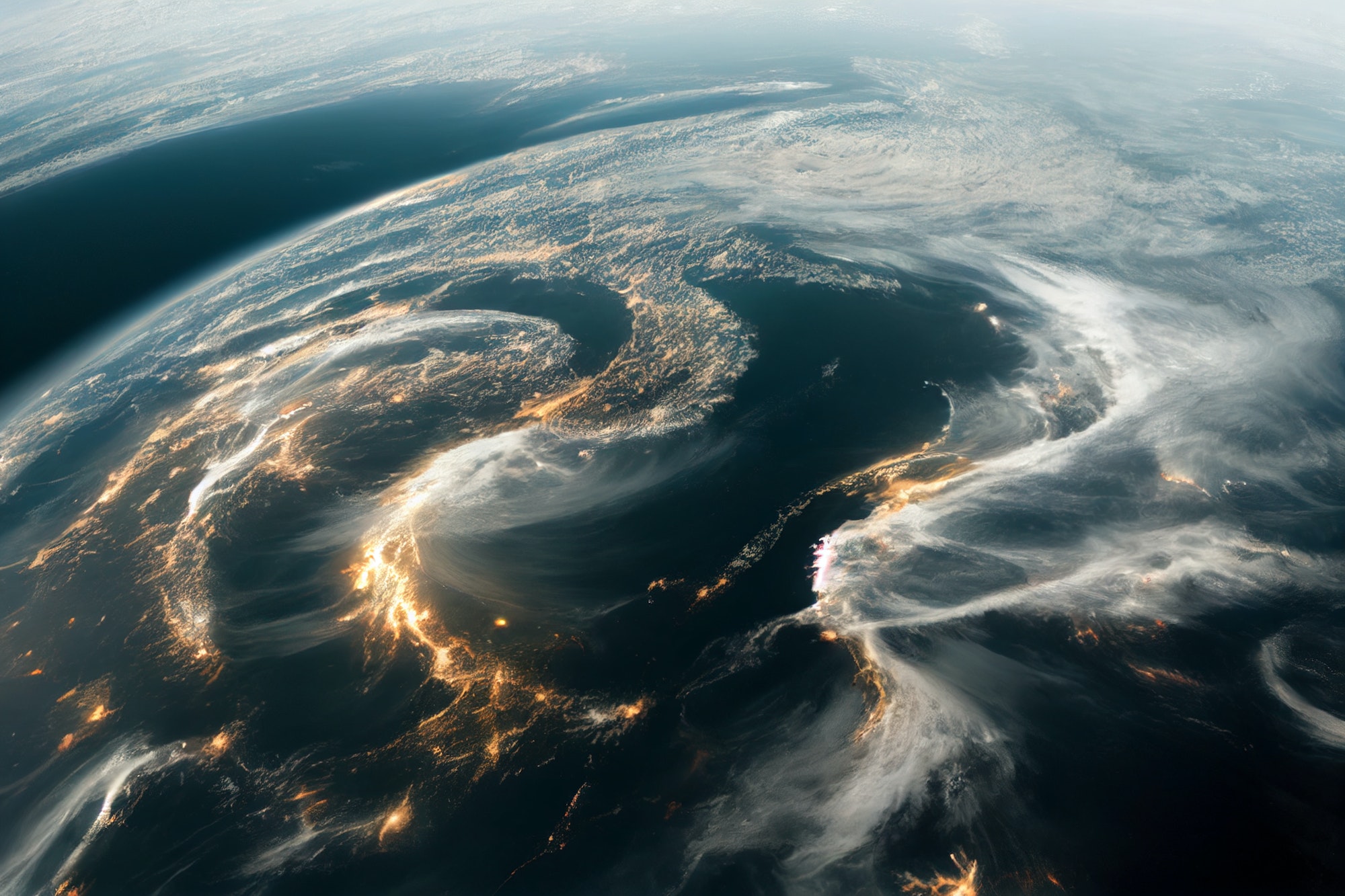 An aerial view of the swirling clouds of the typhoon - DGi