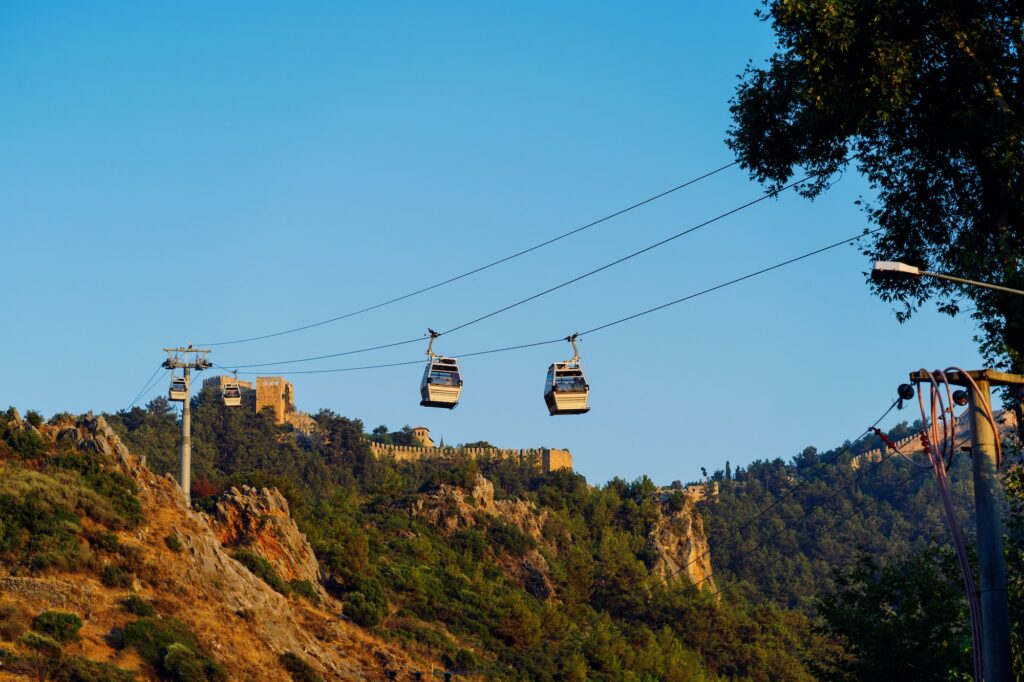 Cable car overlooking tress, Turkey