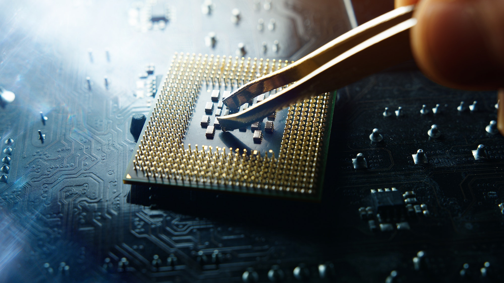 incredible quality shoot on cpu processor motherboard background technology concept