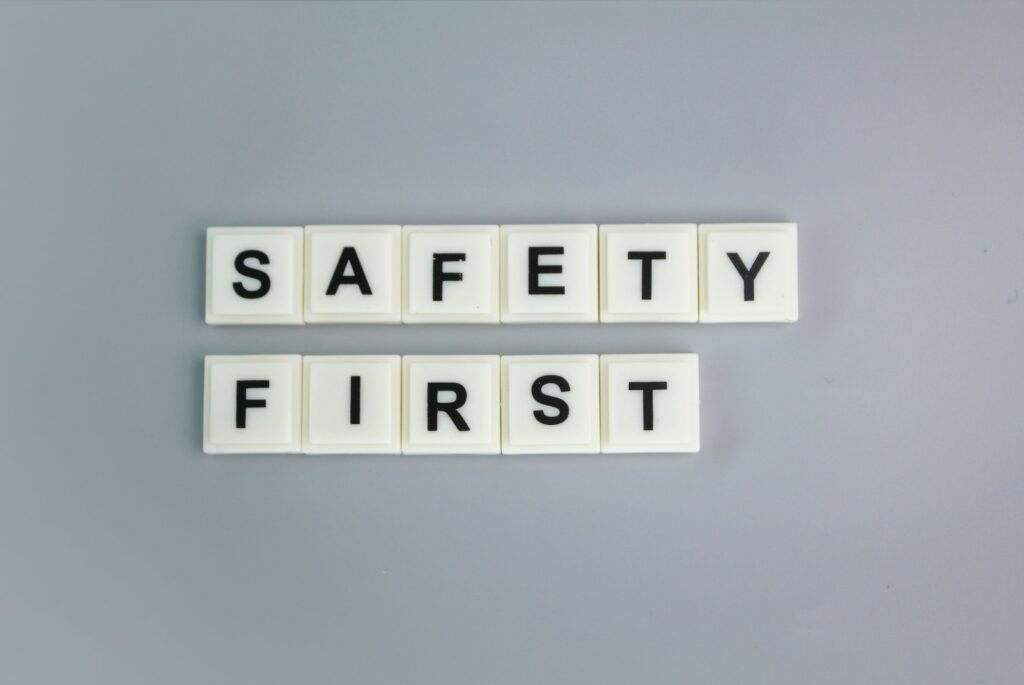 letters of the alphabet with the word safety first