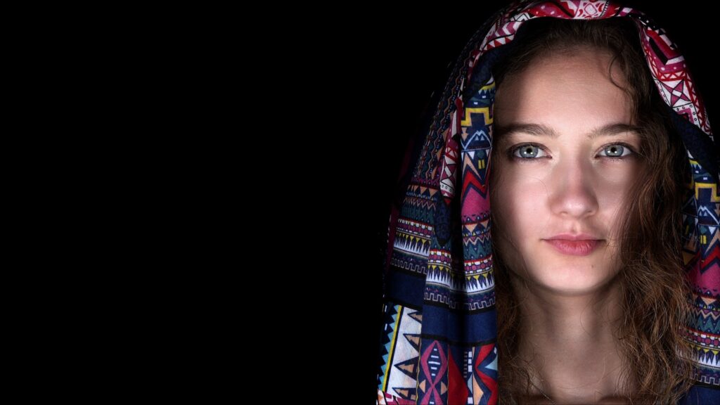 Middle Eastern Young Girl in Headscarf Pose