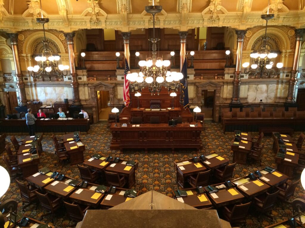 Visiting The Kansas Senate ready for session in Topeka Kansas with USA politics while traveling