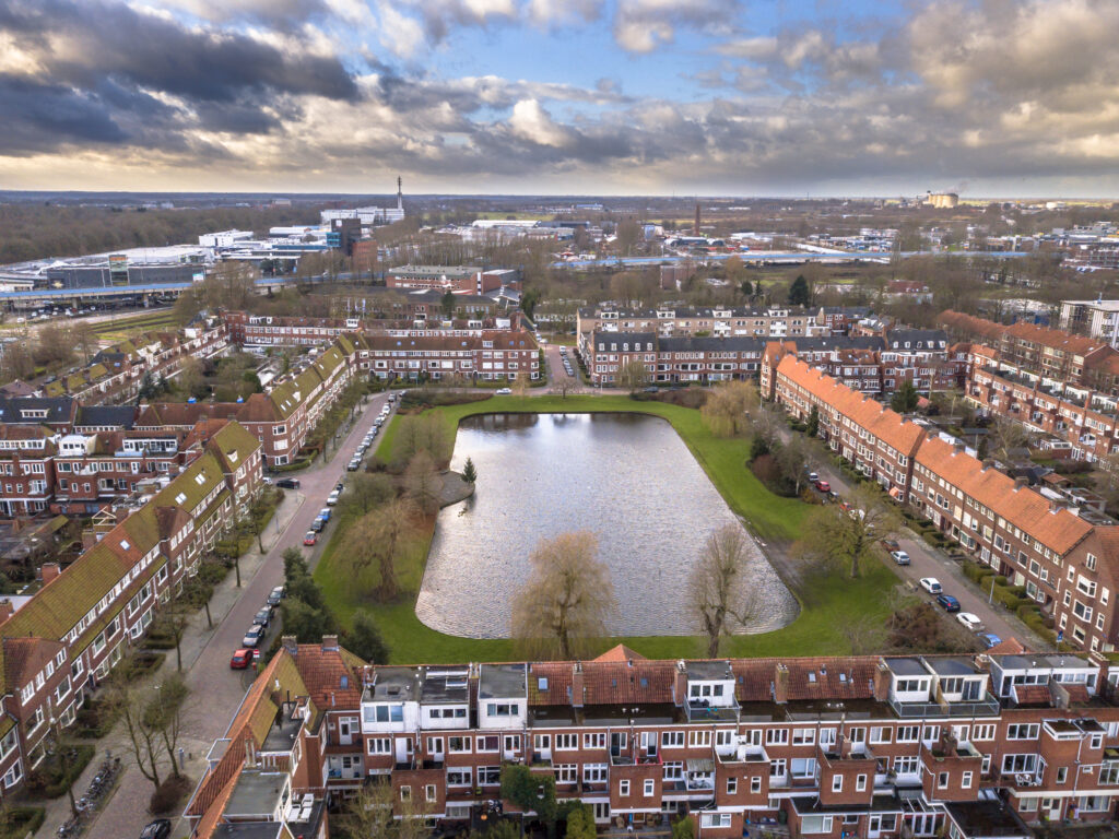 Aerial view dutch city