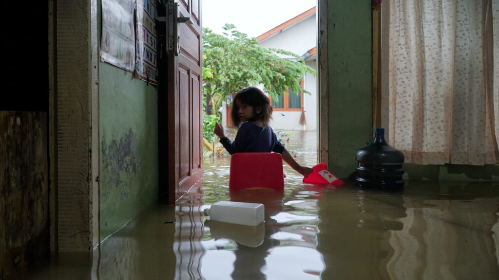 Flood disaster in residential areas