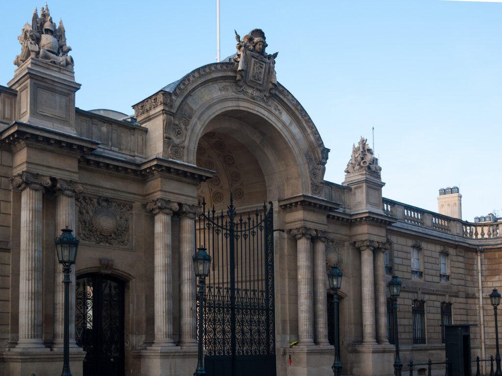 French flags at the Elysee palace residence of the French president