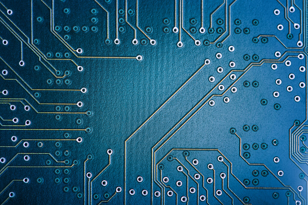 High Tech Circuit Board. Macro technology and computing concept. Network Technology Background .