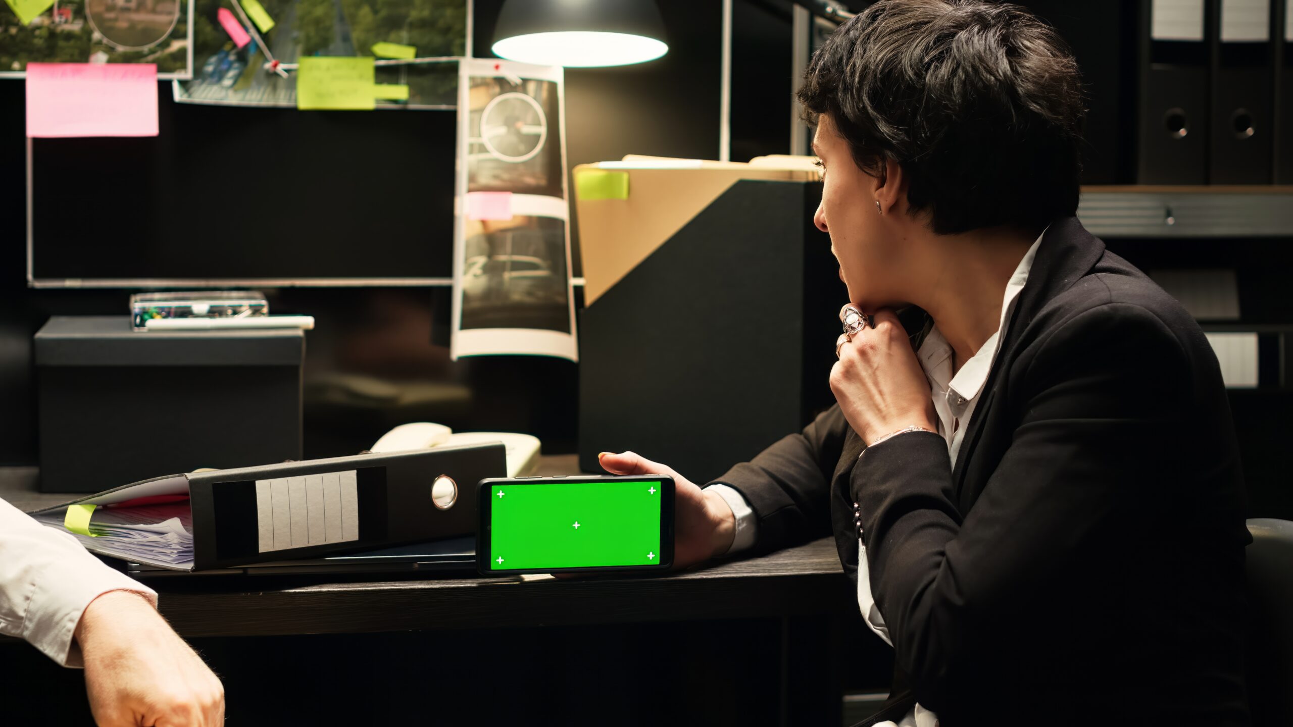criminal investigators with greenscreen