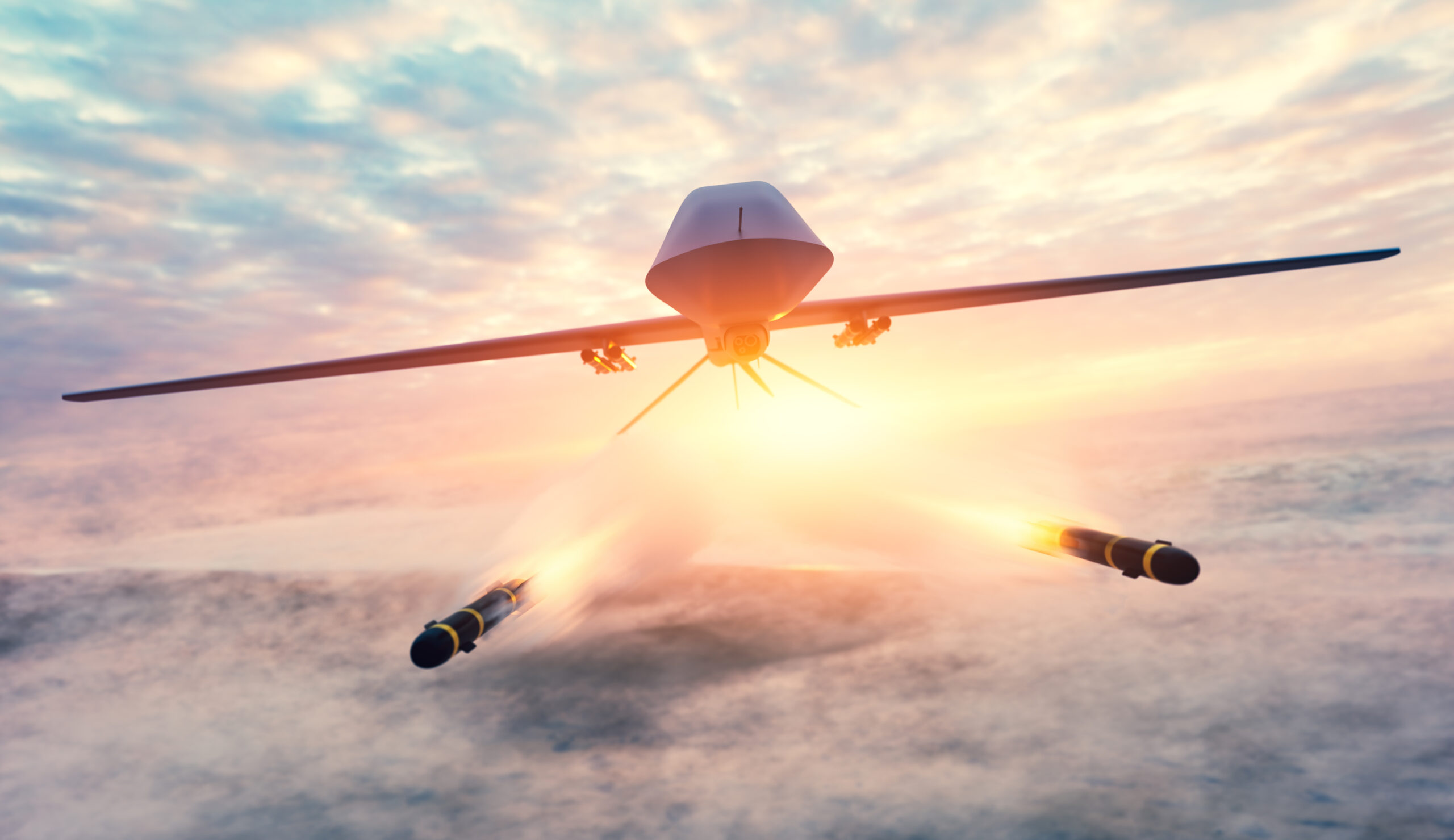 military combat drone uav launching missiles