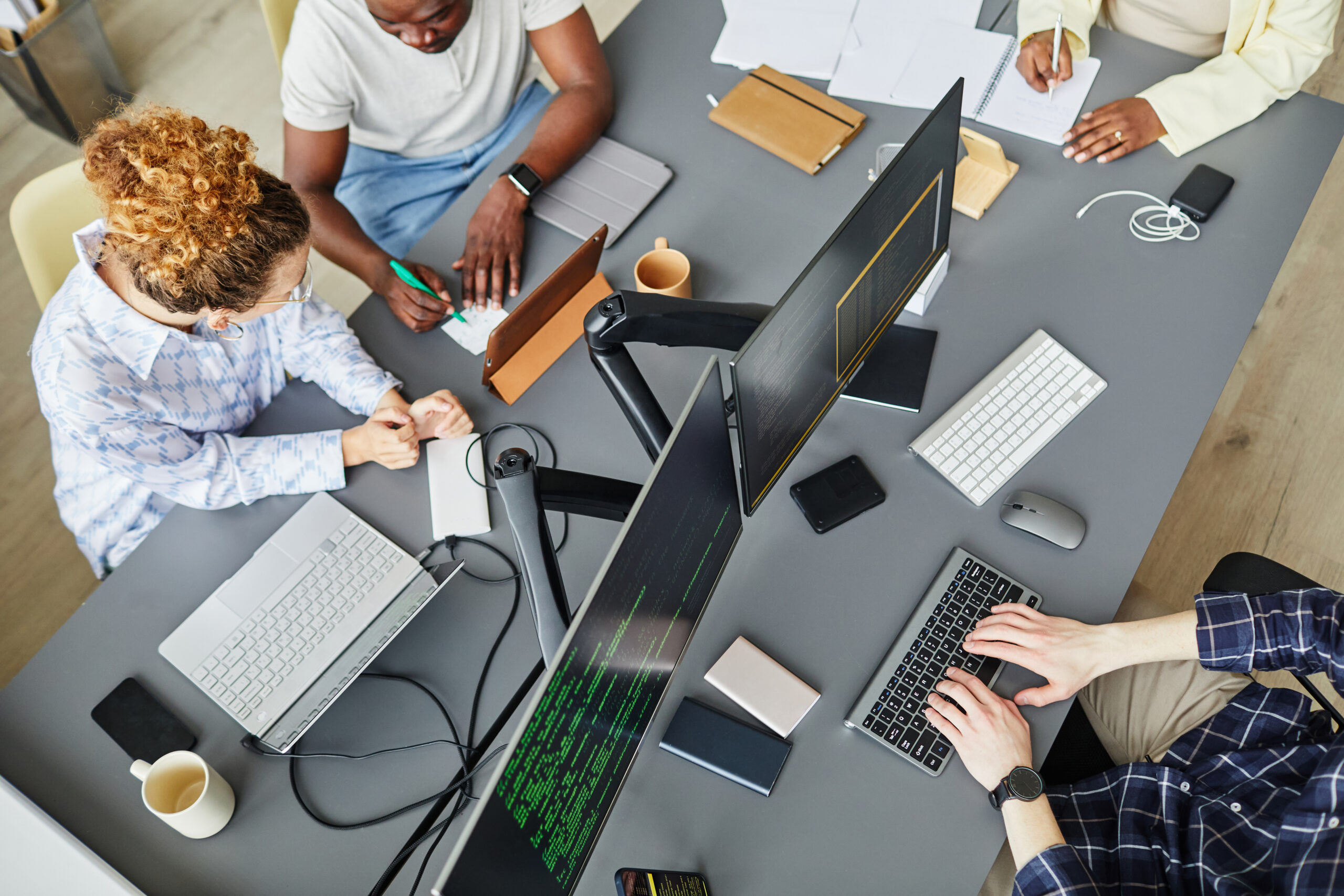 programmers working in team at it company