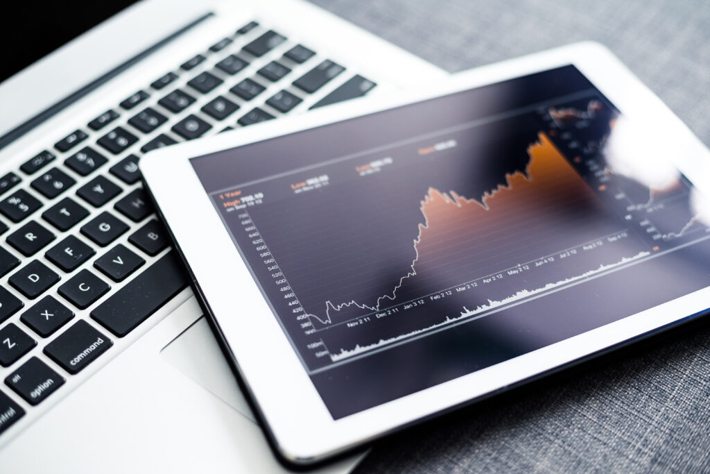 Stock market chart on digital tablet pc