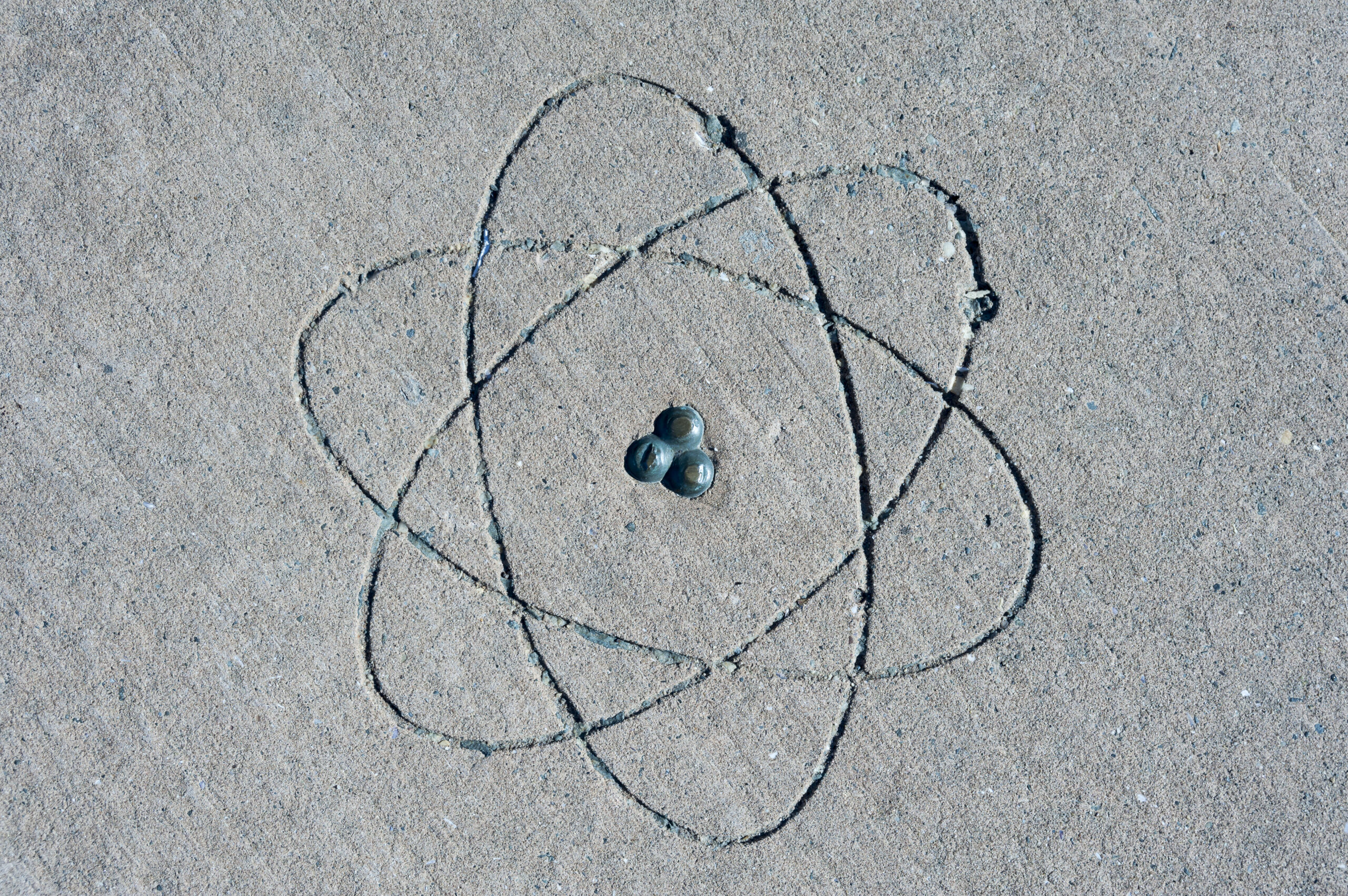atomic simbol on concrete floor knowledge concept background