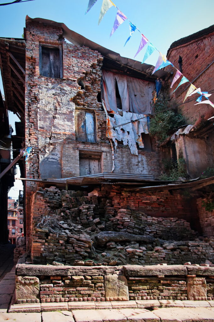 Ruined house after earthquake in Kathmandu