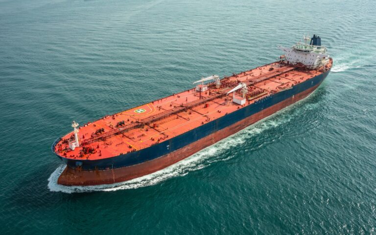 Aerial view of chemical tanker