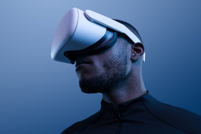 African American man in VR headset