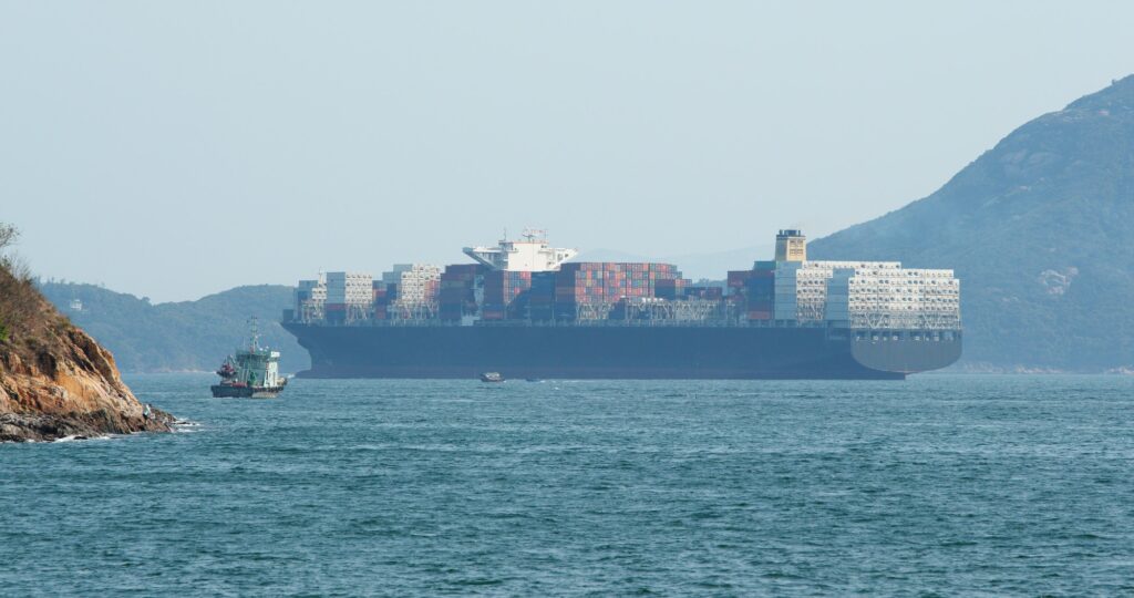 Cargo ship in the sea