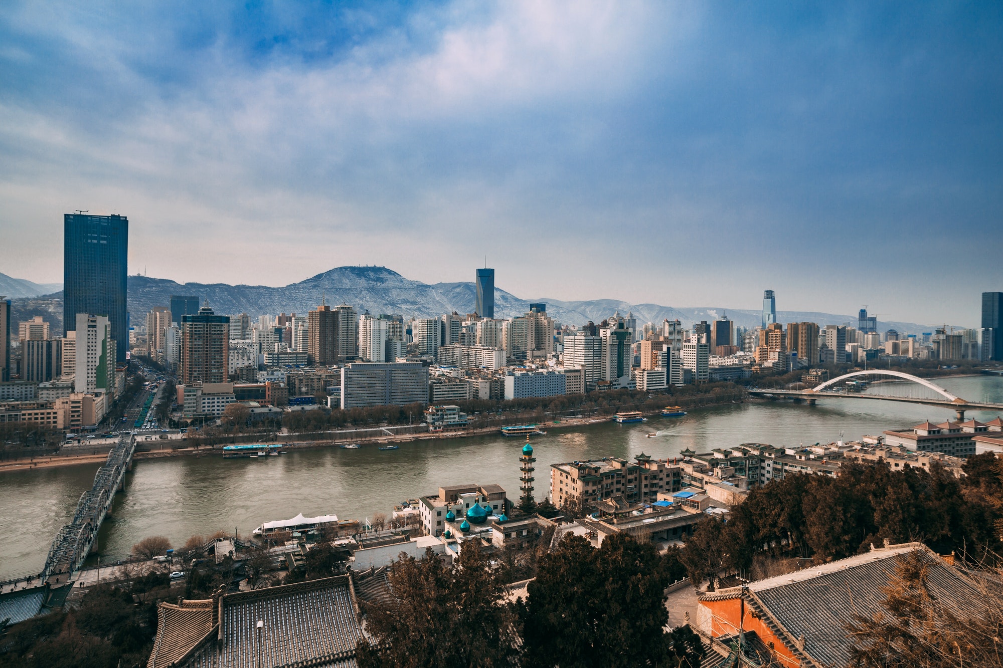 Cityscape of the capital and largest city of Gansu Province in Northwest China