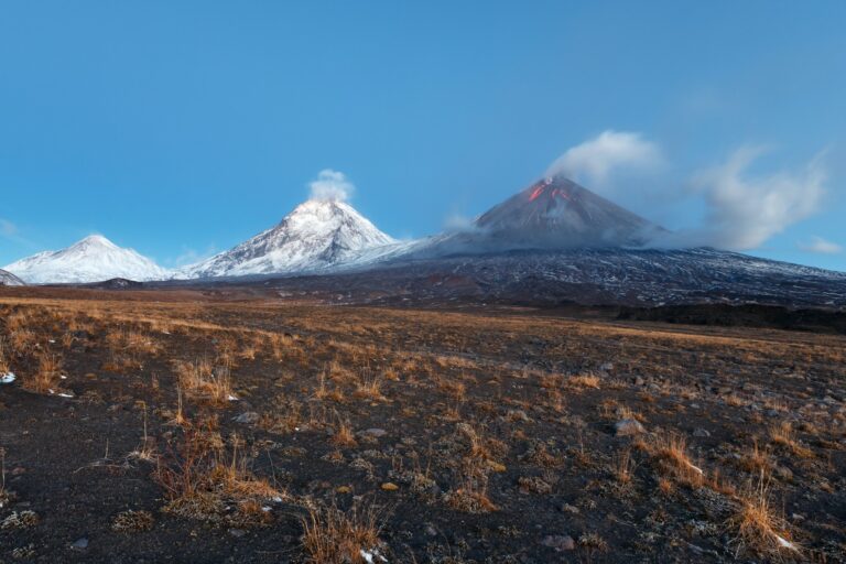 Eruption Klyuchevskoy Volcano in Kamchatka Peninsula