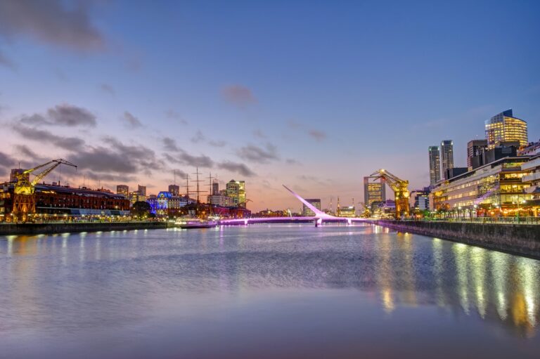 Puerto Madero in Buenos Aires at sunset