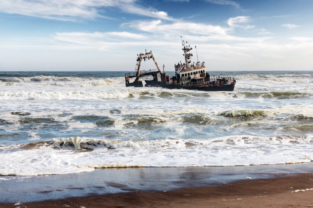 The shipwreck in the Atlantic ocean