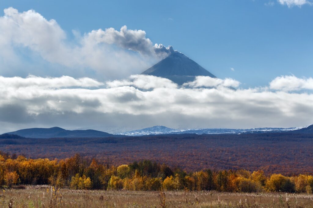 View of Explosive-Effusive Eruption Volcano of Kamchatka