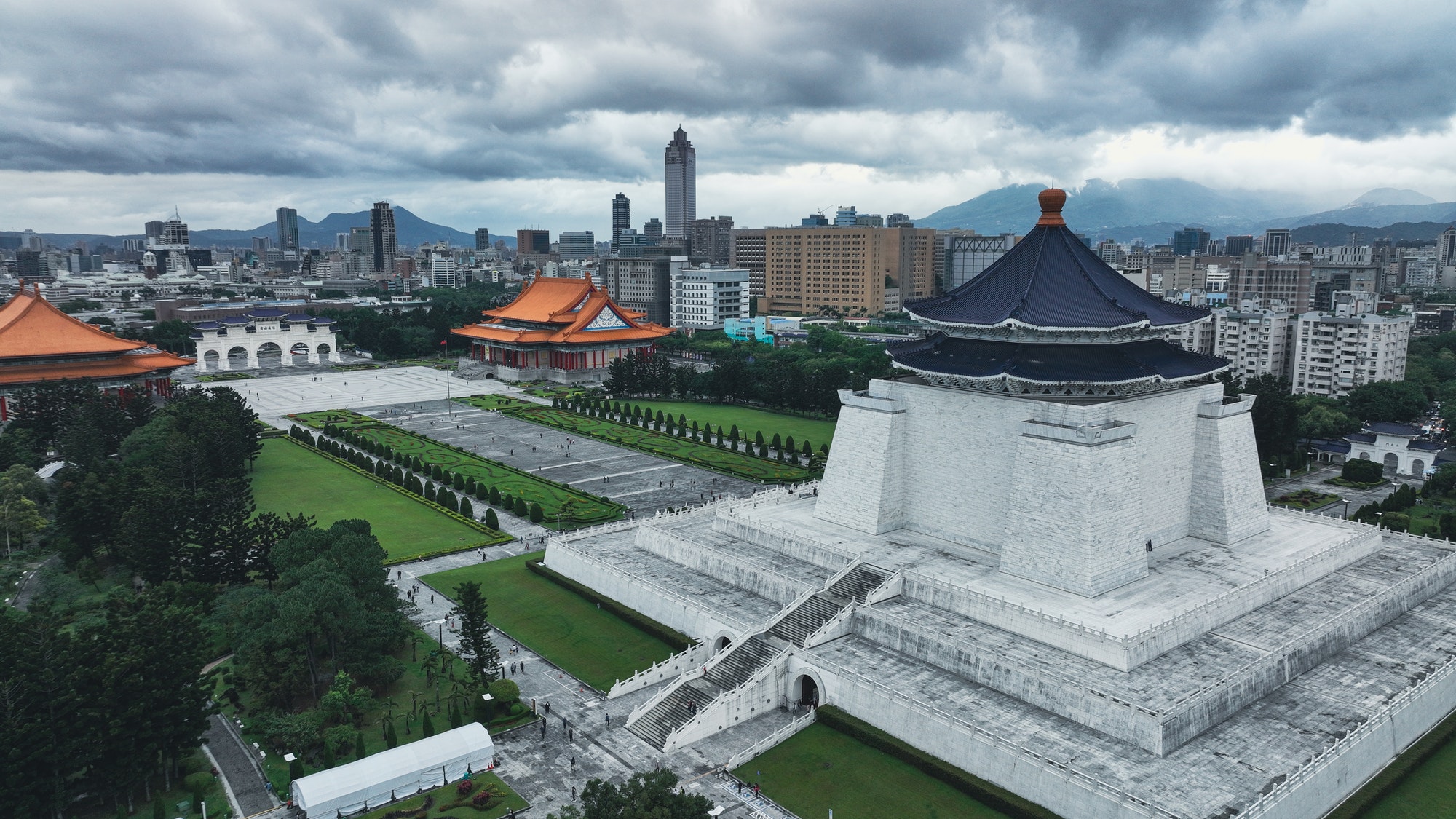 Aerial View to the Chiang Kai-shek Memorial Hall erected in memory of former President of Taiwan