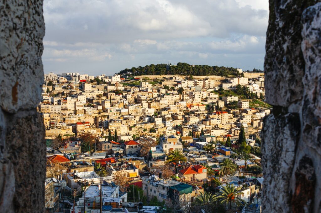 Neighborhood on the hillside in Jerusalem, Israel.