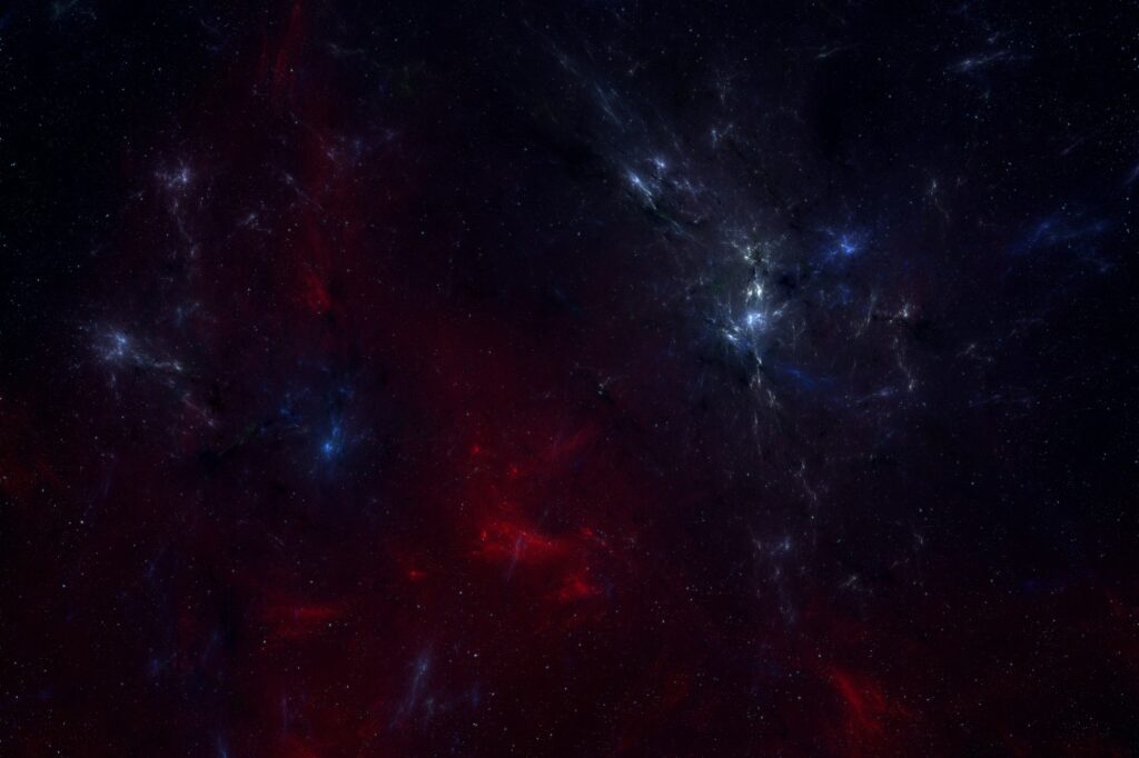 Space background with blue and red nebula