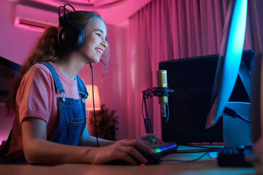 Teenage Girl Playing Videogame