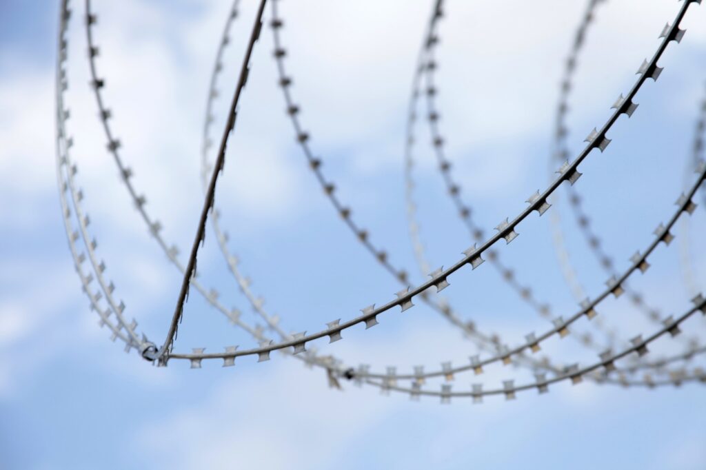 Barbed wire fence for security