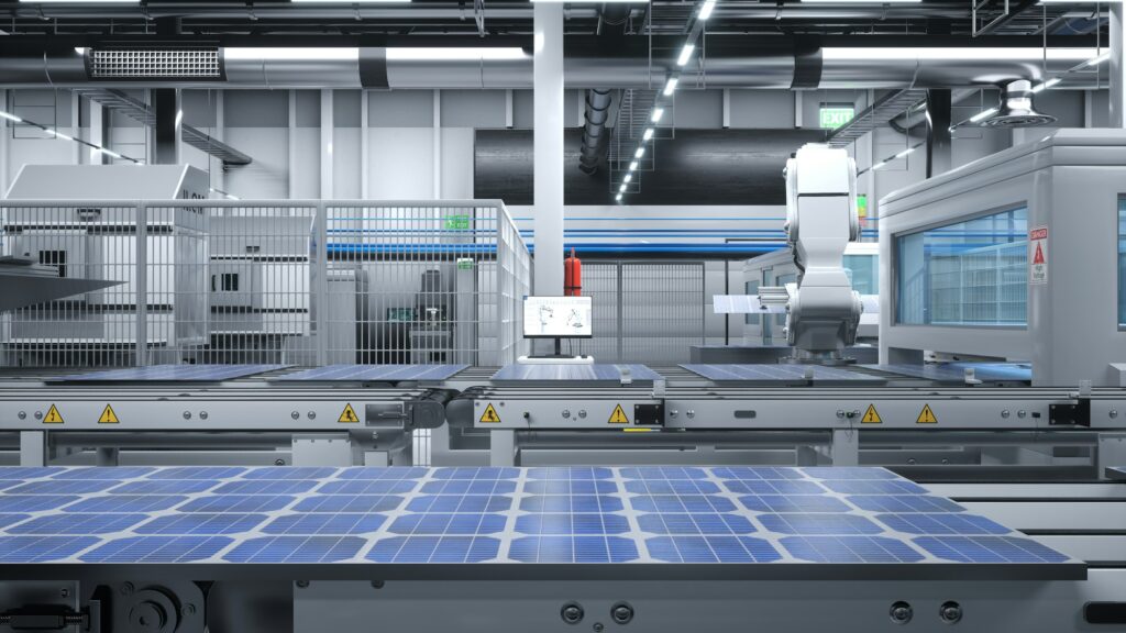 Manufacturing facility producing solar cells for renewable energy industry