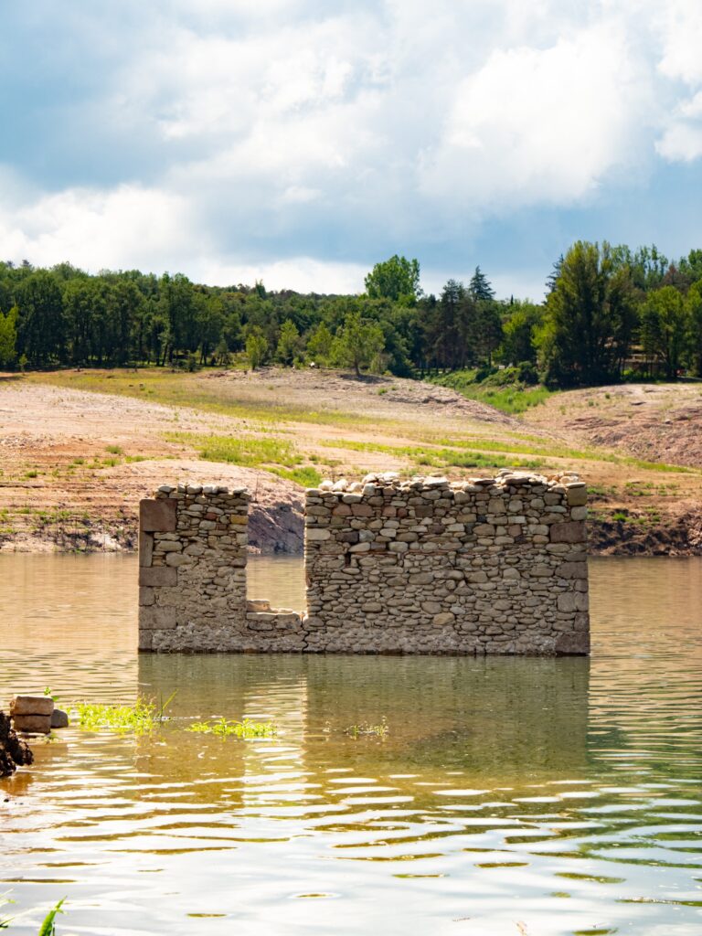 Sau Reservoir in Catalonia during the drought. Drought in Spain