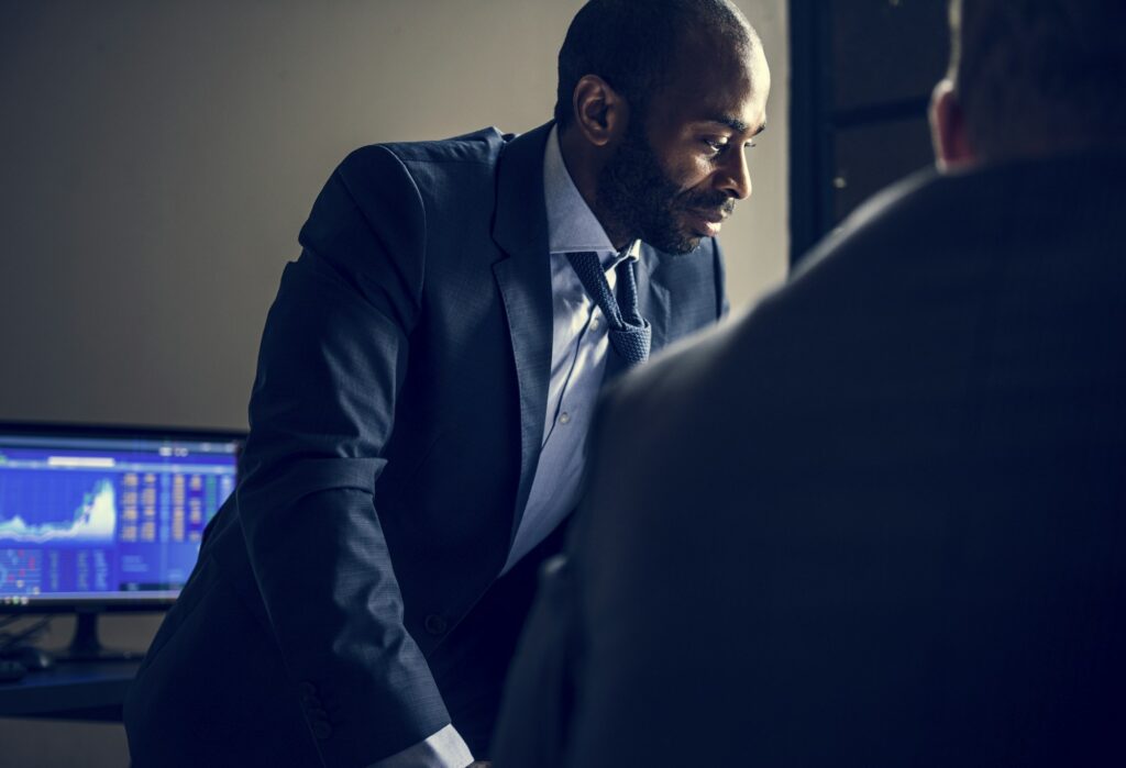 Businessman in a technology innovation meeting