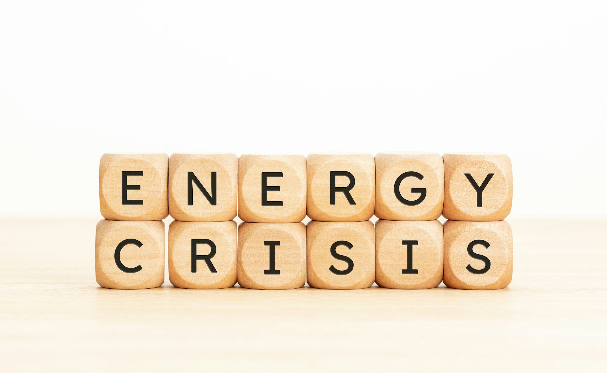 Energy crisis message on wooden block shape