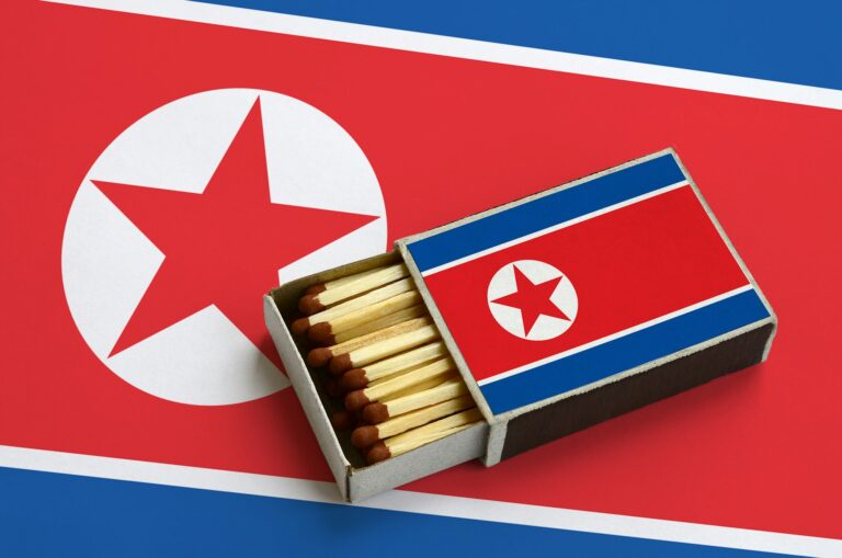 North Korea flag is shown in an open matchbox