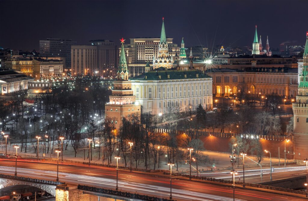 Russia The Moscow Kremlin in the night