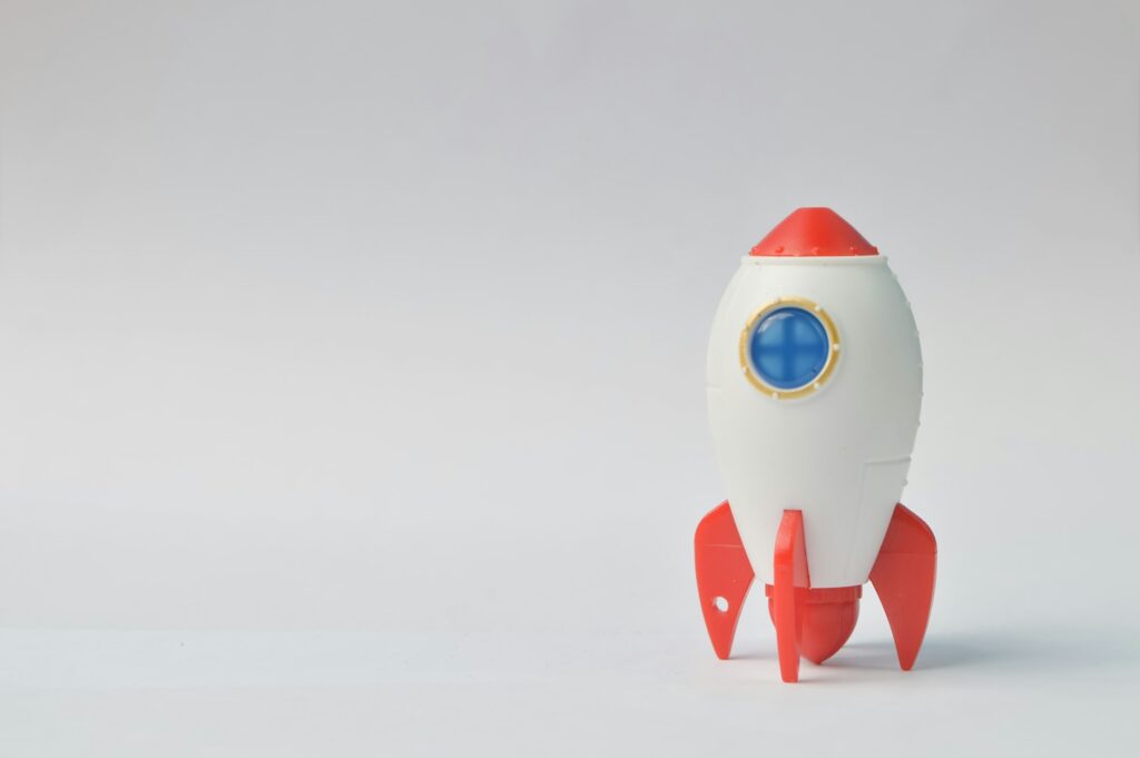 Toy rocket isolated on a white background