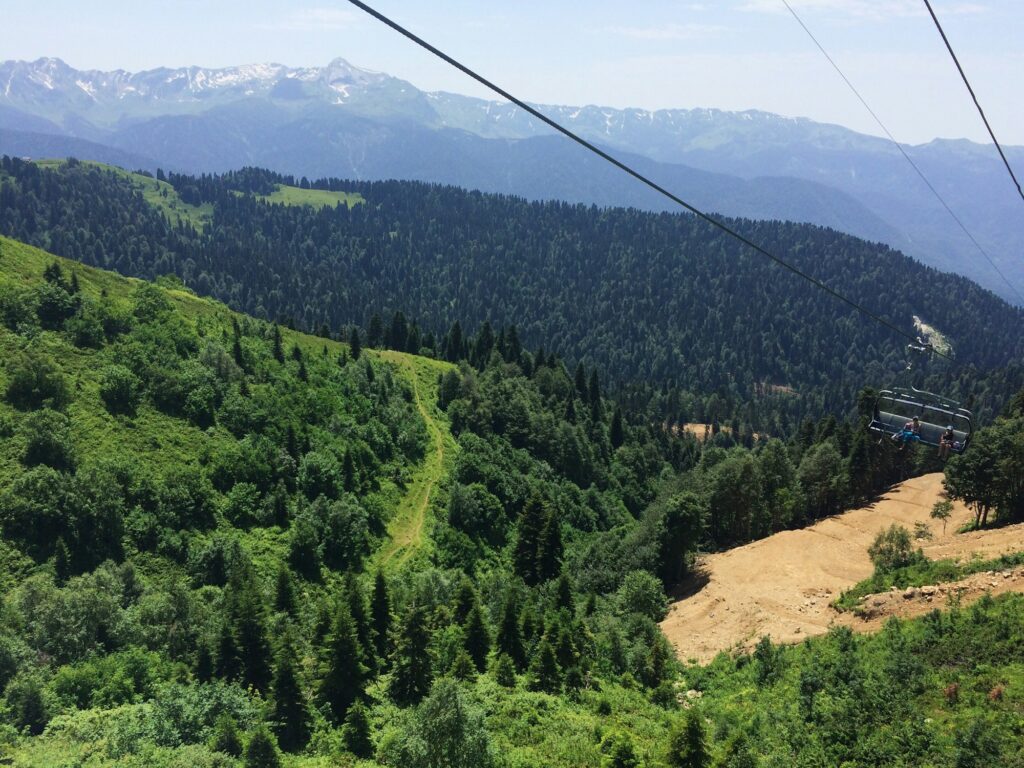 Cable car in the mountains