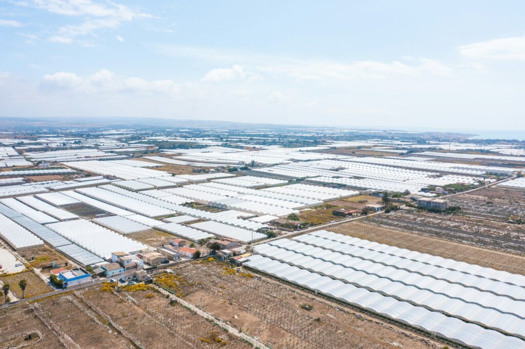 An infinite land of greenhouses farm