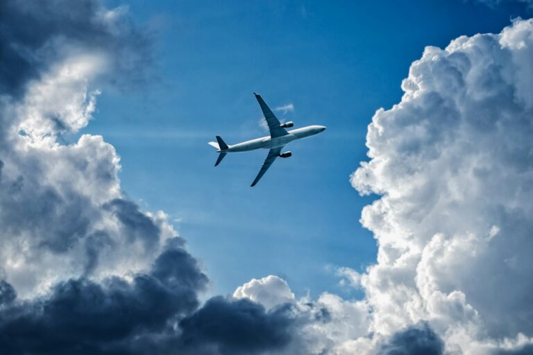 Plane flies through storm clouds