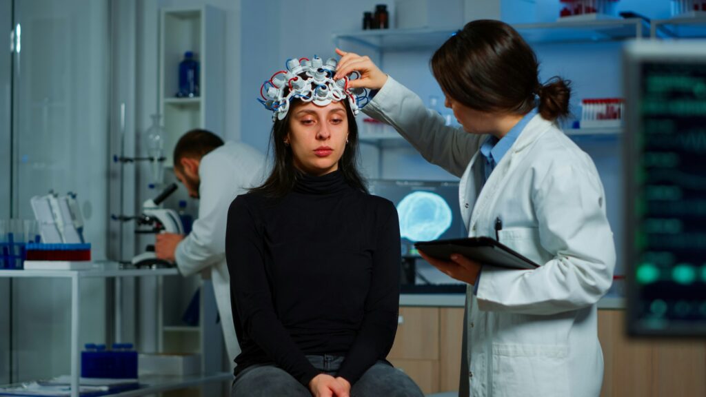 Professional doctor in neuroscience developing treatment