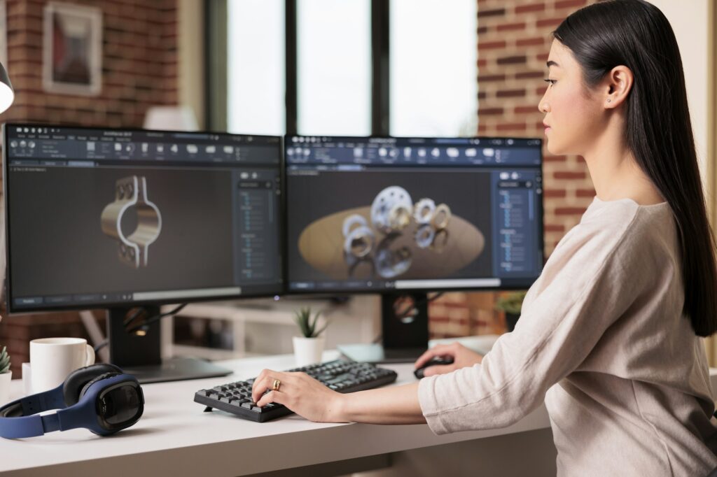 Woman technician working on product development