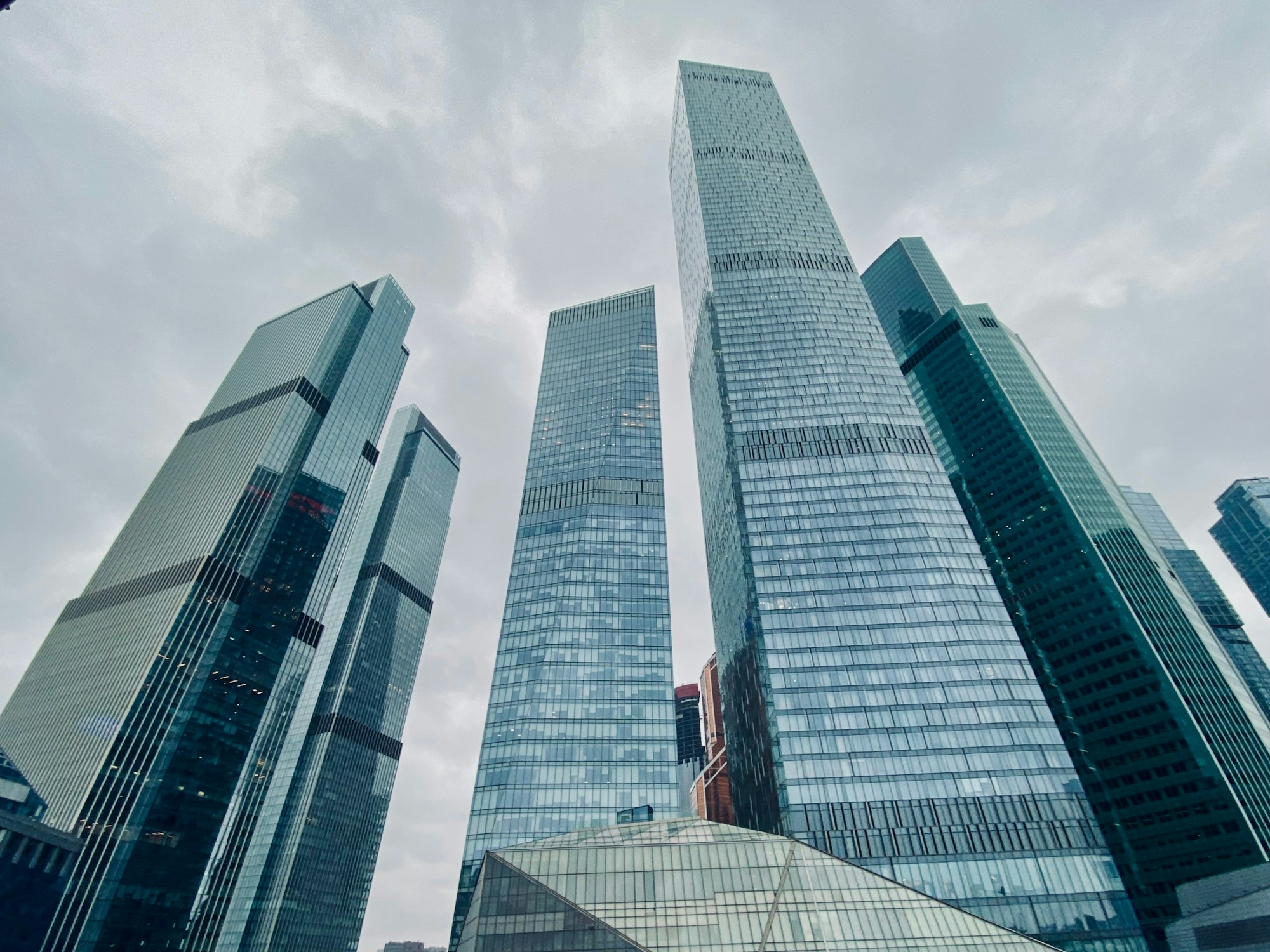 Moscow city view of modern buildings skyscrapers panoramic architecture downtown commercial Russia