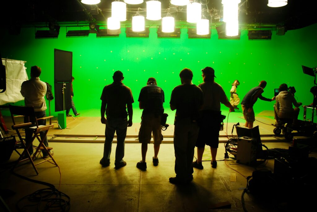 Movie production visual effects green screen