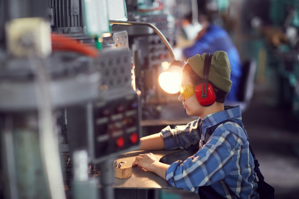 Processing worker at desk