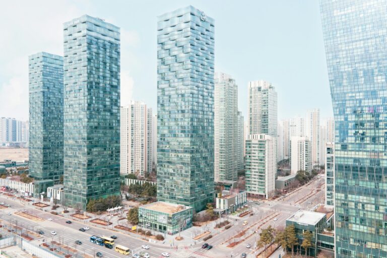 Songdo, South Korea - 02.10.2021: city view with skyscrapers.