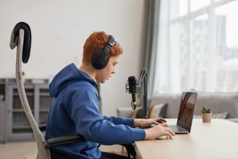 Teenager Playing Video Game Online