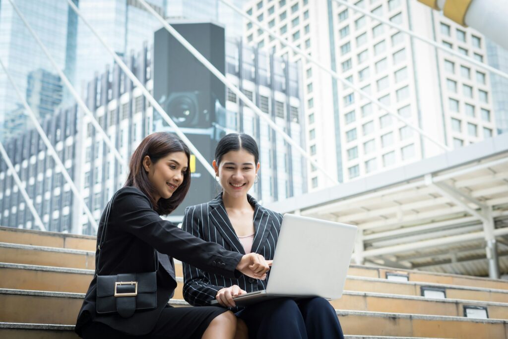 Business woman talking or Conversation Outdoor.