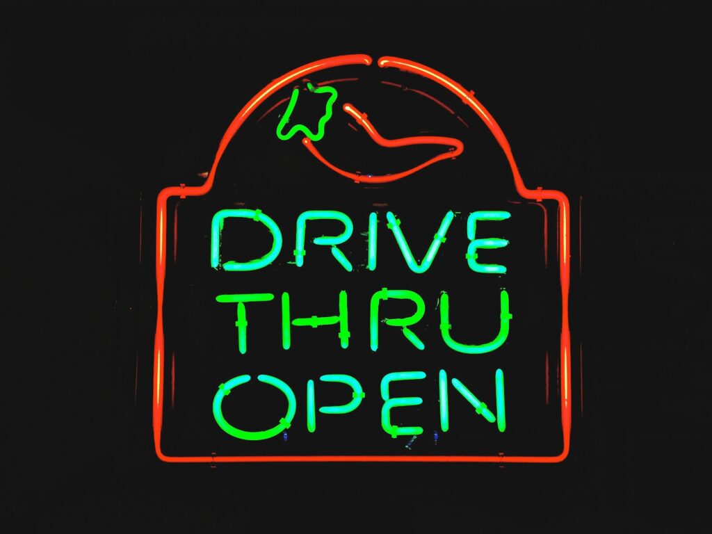 Southern California drive thru restaurant neon sign, complete with chile pepper!